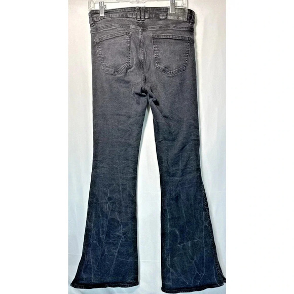 Zara High Waisted Flare Leg Black Denim Womens Sz 8 Cowgirlcore Festival Fairy - Picture 1 of 8